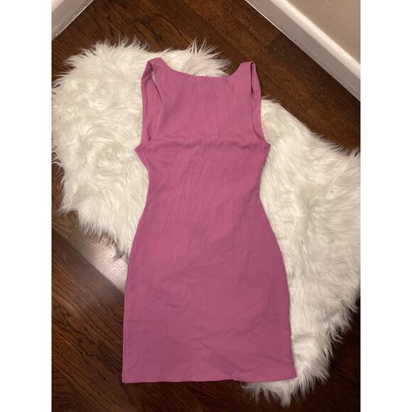 L* Space NWOT Ellie Pink Ribbed Bodycon Mid Drift Sleeveless Mini Dress SM - Picture 5 of 6